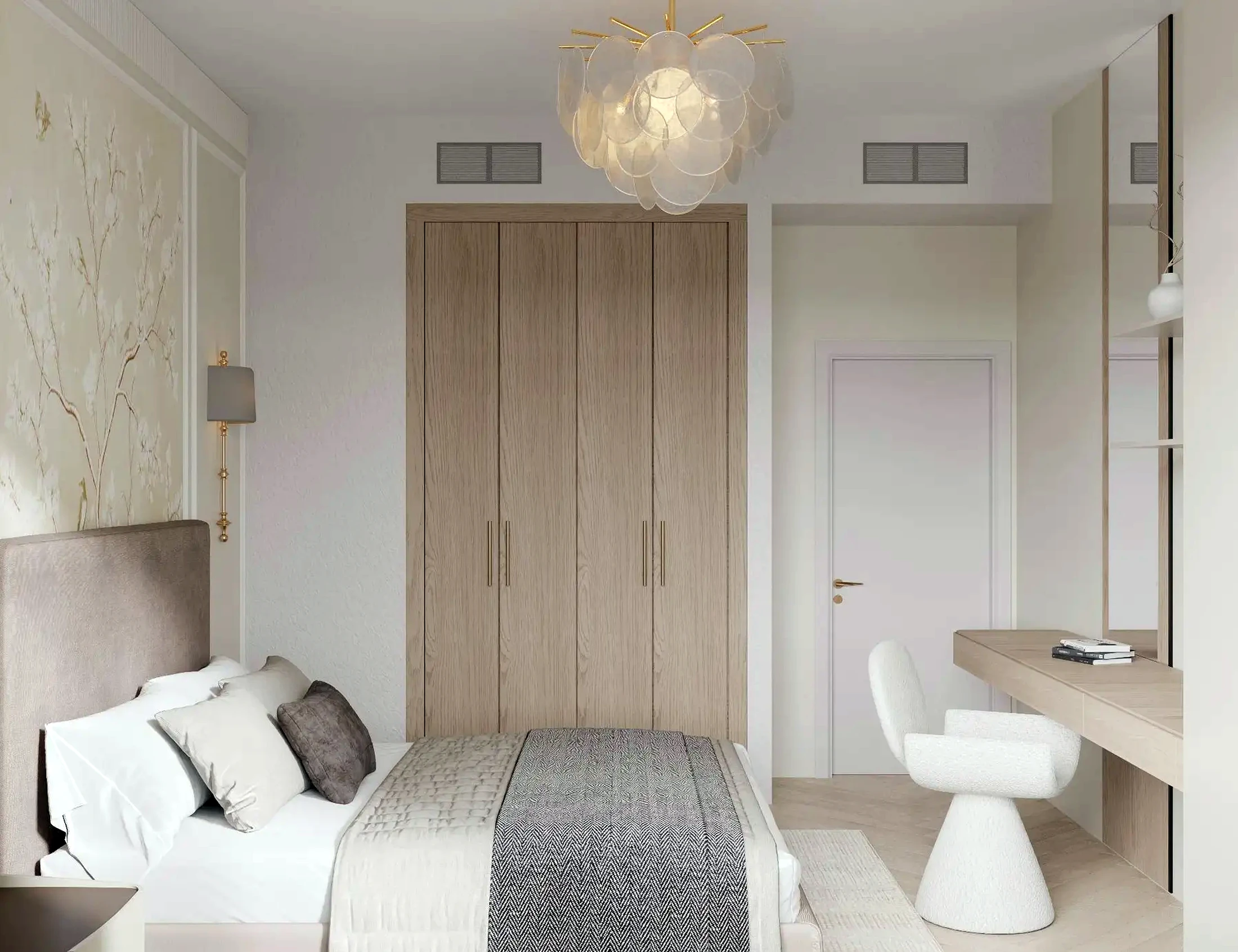 Custom bedroom workspace and wardrobe